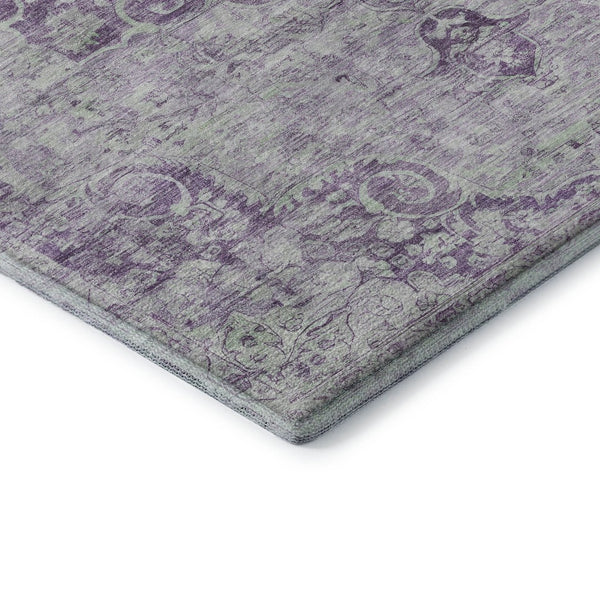 HomeRoots 8' Purple and Silver Oriental Area Rug - Washable, UV Protected, Stain Resistant for Busy Homes 692314