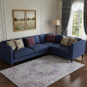 HomeRoots 9' X 12' Elegant Purple and Silver Oriental Area Rug – Washable, UV Protected, Stain Resistant Design 692315