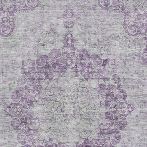 HomeRoots 9' X 12' Elegant Purple and Silver Oriental Area Rug – Washable, UV Protected, Stain Resistant Design 692315