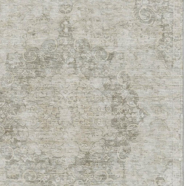HomeRoots 5' X 8' Beige and Taupe Oriental Area Rug - Durable, Washable, UV Protected for Busy Homes 692318