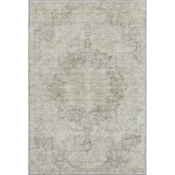 HomeRoots 9' X 12' Beige & Taupe Oriental Washable Area Rug - Stain Resistant, UV Protected, Kid & Pet Friendly 692321