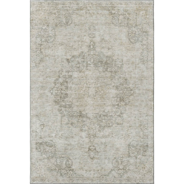 HomeRoots 9' X 12' Beige & Taupe Oriental Washable Area Rug - Stain Resistant, UV Protected, Kid & Pet Friendly 692321