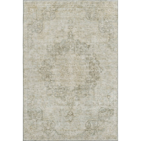 HomeRoots 5' X 8' Sage Ivory and Gray Oriental Area Rug - Stylish, Washable, Stain Resistant & UV Protected Design 692324