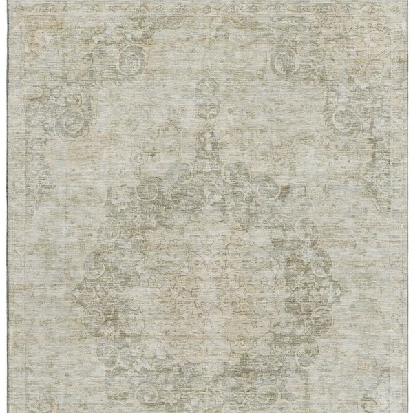 HomeRoots 5' X 8' Sage Ivory and Gray Oriental Area Rug - Stylish, Washable, Stain Resistant & UV Protected Design 692324