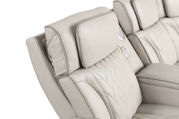 English Elm Jazmina Power Reclining Sectional with Led Lighting Bluetooth Speakers and Usb Charging Ports White B2749S00270