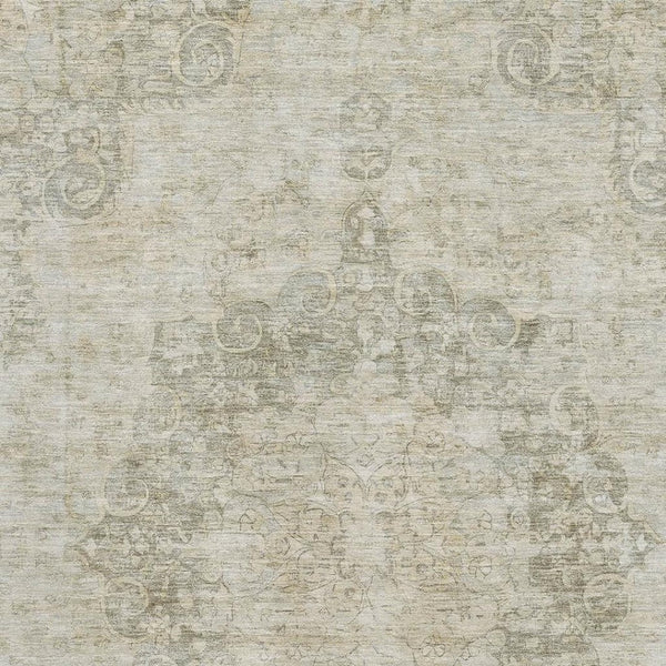 HomeRoots 9' X 12' Elegant Sage Ivory Gray Oriental Washable Area Rug with UV Protection & Stain Resistance 692327