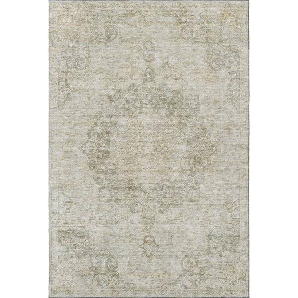 HomeRoots 10' X 14' Sage Ivory and Gray Oriental Area Rug – Washable, UV-Protected, Stain-Resistant Beauty! 692328