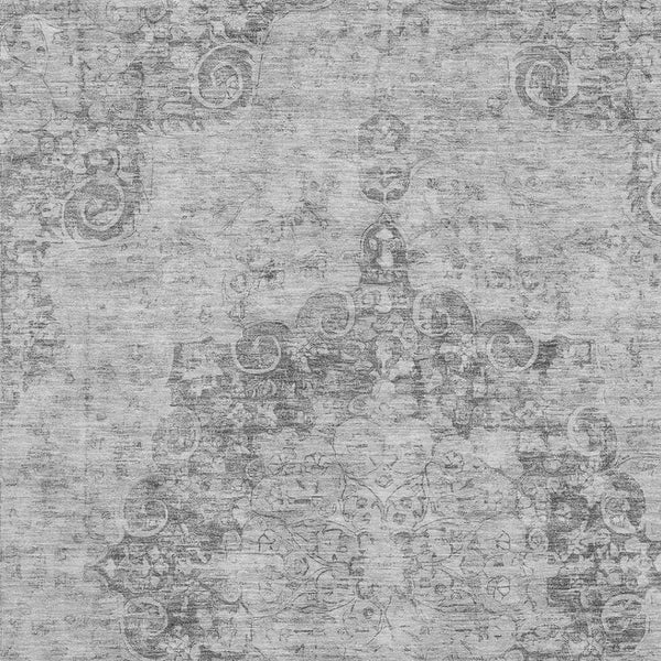 HomeRoots 5' X 8' Silver and Gray Oriental Area Rug - Washable, Stain Resistant, UV Protected for Family Homes 692330