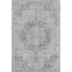 HomeRoots 9' X 12' Elegant Silver and Gray Oriental Washable Area Rug with Stain Resistance & UV Protection 692333