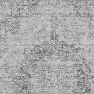 HomeRoots 10' Silver and Gray Oriental Washable Area Rug - UV Protected, Stain Resistant for Busy Homes 692334