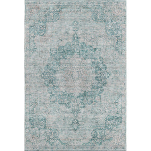 HomeRoots 5' X 8' Teal and Silver Oriental Area Rug – Stain Resistant, UV Protected, Durable for Daily Living 692336
