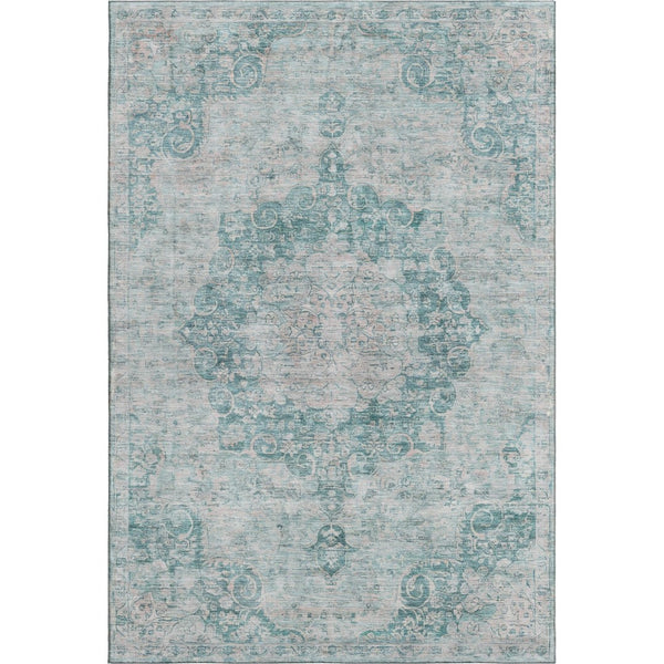 HomeRoots 5' X 8' Teal and Silver Oriental Area Rug – Stain Resistant, UV Protected, Durable for Daily Living 692336