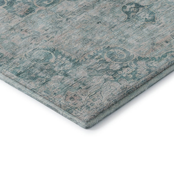 HomeRoots 5' X 8' Teal and Silver Oriental Area Rug – Stain Resistant, UV Protected, Durable for Daily Living 692336