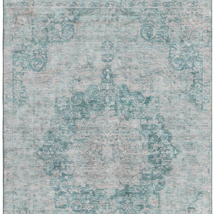 HomeRoots 5' X 8' Teal and Silver Oriental Area Rug – Stain Resistant, UV Protected, Durable for Daily Living 692336