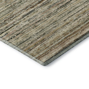 HomeRoots 5' X 8' Striped Beige Gold & Brown Washable Area Rug - UV Protected, Stain Resistant, Family Friendly 692342