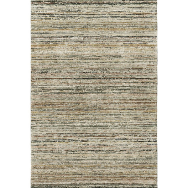 HomeRoots 5' X 8' Striped Beige Gold & Brown Washable Area Rug - UV Protected, Stain Resistant, Family Friendly 692342