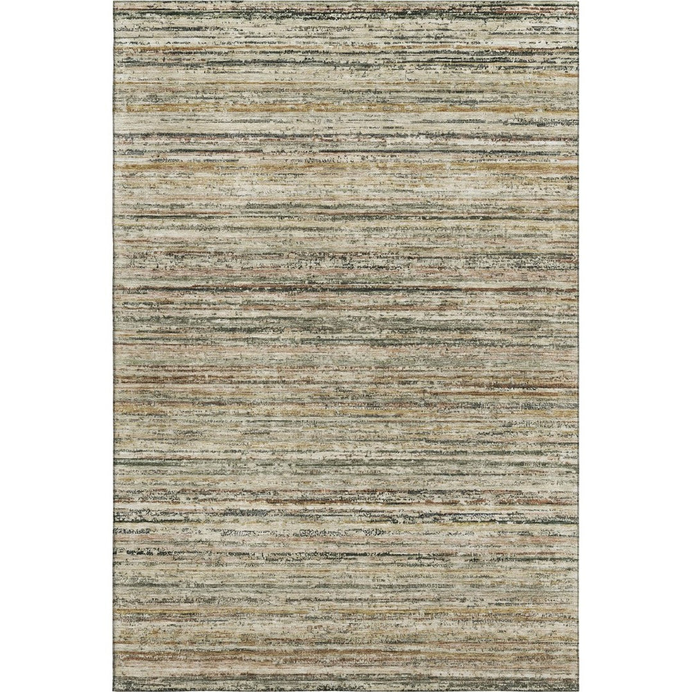 HomeRoots 10' Striped Beige, Gold & Brown Washable Area Rug with UV Protection - Durable & Easy-Care Design 692346