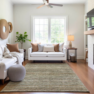 HomeRoots 10' Striped Beige, Gold & Brown Washable Area Rug with UV Protection - Durable & Easy-Care Design 692346