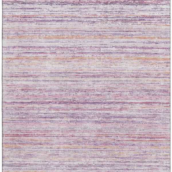 HomeRoots 5' X 8' Mauve Lavender Striped Area Rug – Washable, UV Protected, Stain Resistant, Non-Slip Design 692348