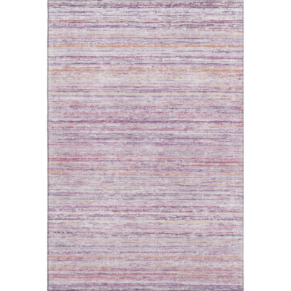 HomeRoots 10' Mauve Lavender & Ivory Striped Washable Area Rug - UV Protected, Durable, Easy-Care for Homes 692352