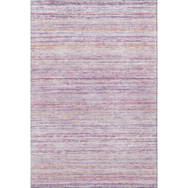 HomeRoots 10' Mauve Lavender & Ivory Striped Washable Area Rug - UV Protected, Durable, Easy-Care for Homes 692352