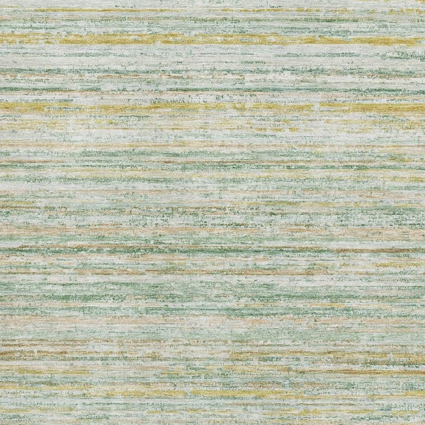 HomeRoots 5' X 8' Stylish Mint Green, Ivory & Gold Striped Washable Area Rug with UV Protection & Durability 692354