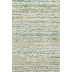 HomeRoots 8' Mint Green and Gold Striped Area Rug - Washable, UV Protected, Stain-Resistant for Busy Homes 692356