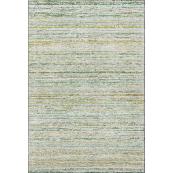 HomeRoots 8' Mint Green and Gold Striped Area Rug - Washable, UV Protected, Stain-Resistant for Busy Homes 692356