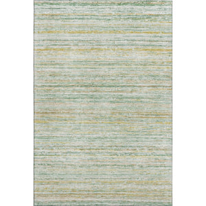 HomeRoots 9' X 12' Elegant Mint Green, Ivory & Gold Striped Area Rug – Washable, UV-Protected & Durable Design 692357