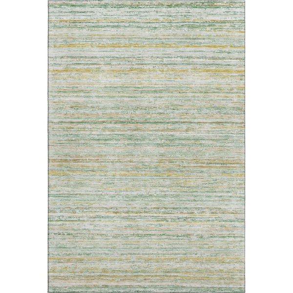 HomeRoots 9' X 12' Elegant Mint Green, Ivory & Gold Striped Area Rug – Washable, UV-Protected & Durable Design 692357