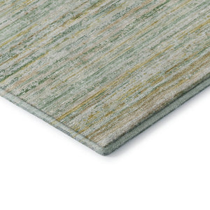 HomeRoots 9' X 12' Elegant Mint Green, Ivory & Gold Striped Area Rug – Washable, UV-Protected & Durable Design 692357
