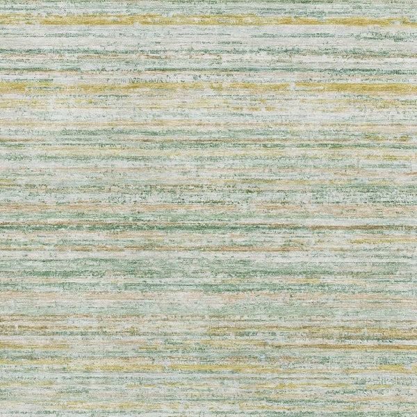 HomeRoots 9' X 12' Elegant Mint Green, Ivory & Gold Striped Area Rug – Washable, UV-Protected & Durable Design 692357