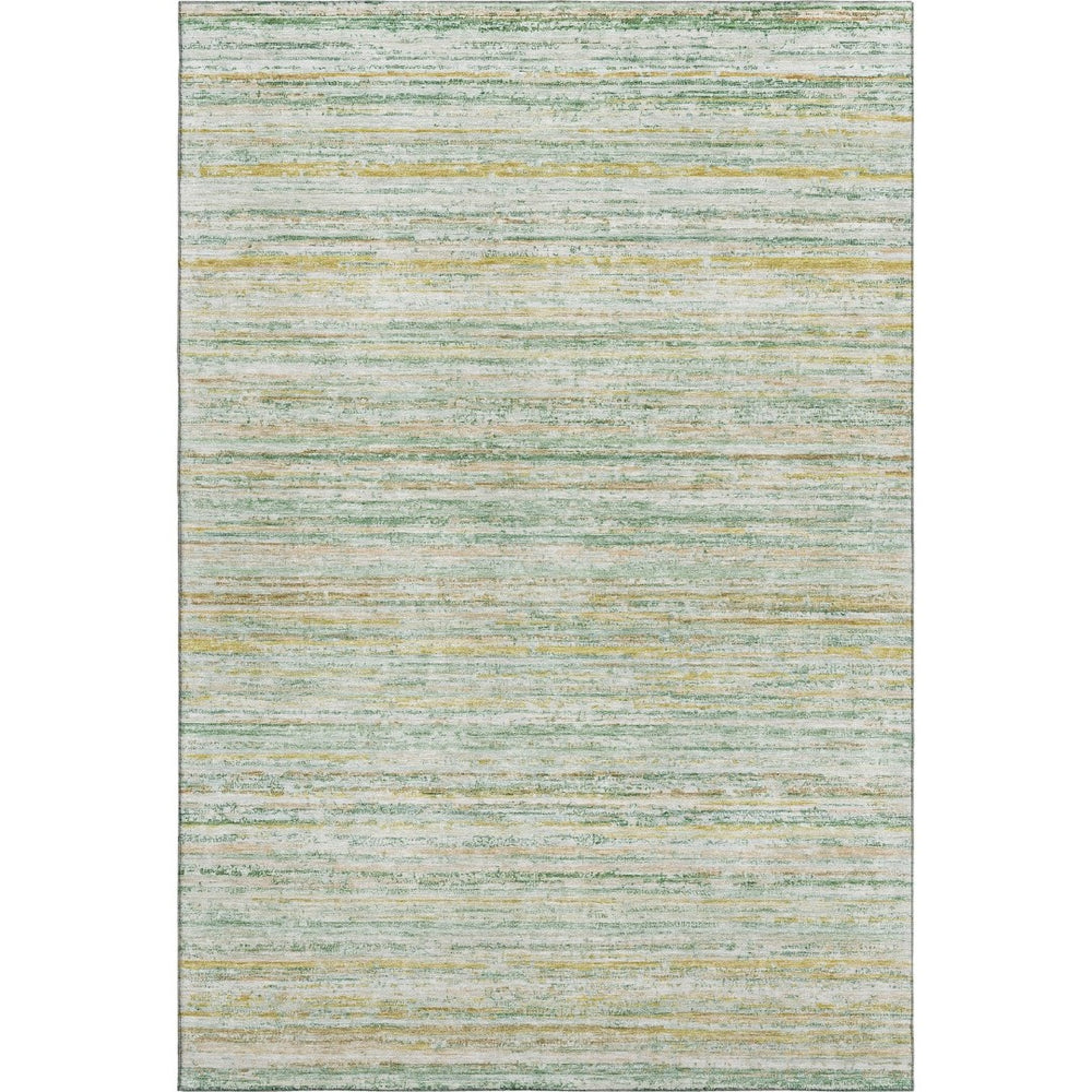 HomeRoots 10' Mint Green, Ivory & Gold Striped Area Rug - Washable, UV Protected, Non-Slip, Perfect for Homes! 692358