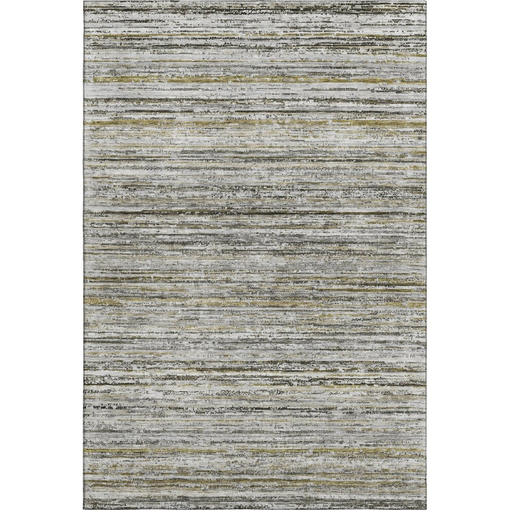 HomeRoots 8' Stylish Pewter Silver & Gray Striped Washable Area Rug – Durable, UV-Protected & Easy Care! 692362