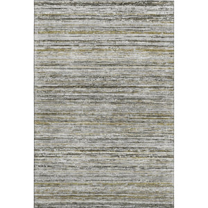 HomeRoots 9' X 12' Pewter Silver & Gray Striped Washable Area Rug | Durable, UV Protected, Stylish Design 692363