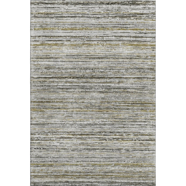 HomeRoots 9' X 12' Pewter Silver & Gray Striped Washable Area Rug | Durable, UV Protected, Stylish Design 692363