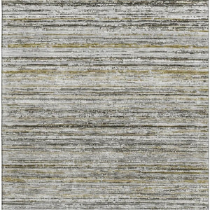 HomeRoots 9' X 12' Pewter Silver & Gray Striped Washable Area Rug | Durable, UV Protected, Stylish Design 692363