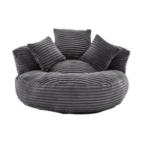 English Elm Bean Bag Sofa Oversized Corduroy Floor Lounge Chair with Armrests Pillows Foam Fill Dark Gray W395P426814