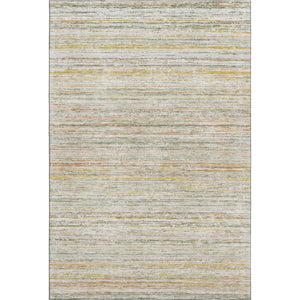 HomeRoots 8' Sage Ivory and Gold Striped Area Rug - Washable, UV Protected, Non-Slip, Perfect for High-Traffic Areas 692368