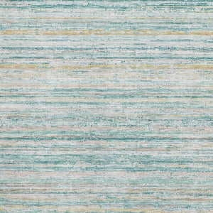 HomeRoots 10' X 14' Teal Ivory Gold Striped Washable Area Rug with UV Protection for Stylish Homes & Pets 692376