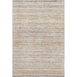 HomeRoots 8' Terra Cotta Gold & Peach Striped Washable Area Rug – UV Protected, Durable, Stylish for Any Room! 692380