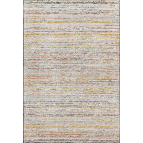 HomeRoots 8' Terra Cotta Gold & Peach Striped Washable Area Rug – UV Protected, Durable, Stylish for Any Room! 692380