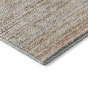 HomeRoots 8' Terra Cotta Gold & Peach Striped Washable Area Rug – UV Protected, Durable, Stylish for Any Room! 692380