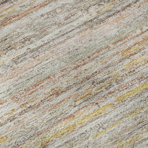 HomeRoots 8' Terra Cotta Gold & Peach Striped Washable Area Rug – UV Protected, Durable, Stylish for Any Room! 692380