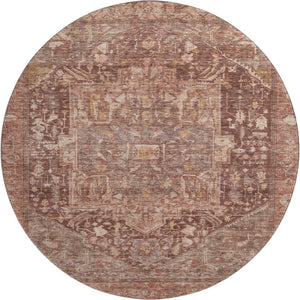 HomeRoots 8' X 8' Burgundy Ivory Gold Oriental Rug - Washable, UV Protected, Family-Friendly, Stylish Comfort 692385