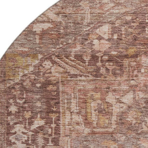 HomeRoots 8' X 8' Burgundy Ivory Gold Oriental Rug - Washable, UV Protected, Family-Friendly, Stylish Comfort 692385