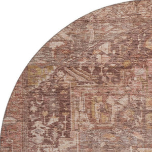 HomeRoots 8' X 8' Burgundy Ivory Gold Oriental Rug - Washable, UV Protected, Family-Friendly, Stylish Comfort 692385