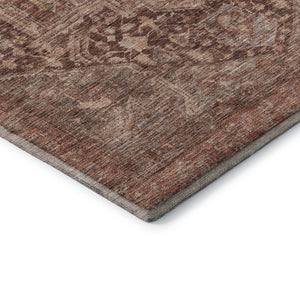 HomeRoots 8' Elegant Burgundy, Ivory & Gold Oriental Area Rug - Washable, Stain Resistant & UV Protected! 692386