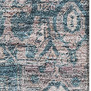 HomeRoots 8' Elegant Blue-Gray and Silver Oriental Washable Area Rug with UV Protection for High-Traffic Areas 692392