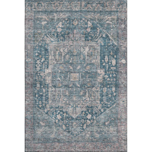 HomeRoots 9' X 12' Elegant Blue Gray Silver Oriental Washable Area Rug with UV Protection & Stain Resistance 692393
